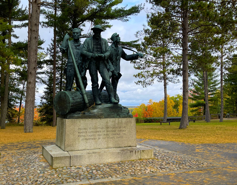 Lumberman's monument in fall