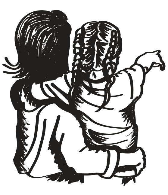 vector art of mother holding daughter