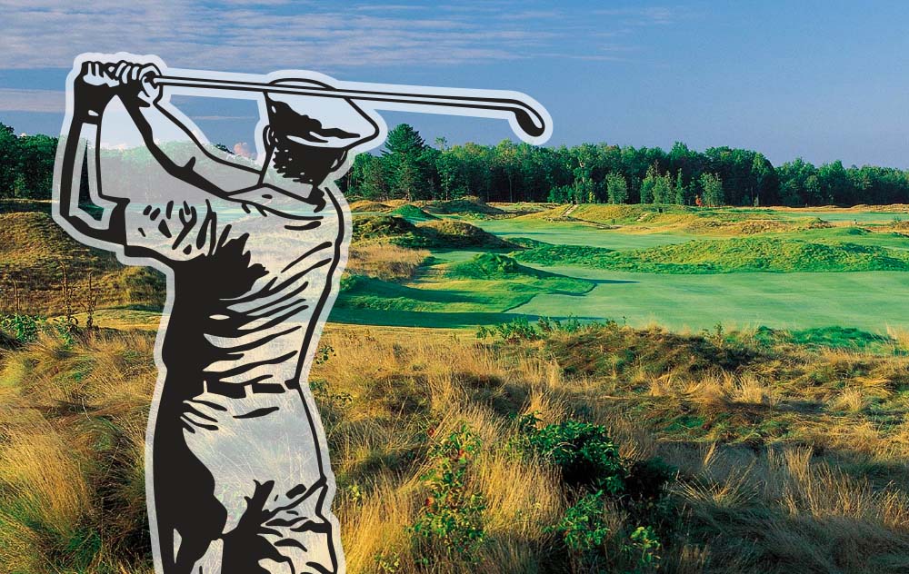 vector art of golfer at lakewood golf course in oscoda playing into the fairway