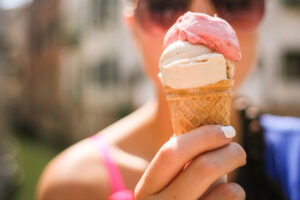 woman holding cone