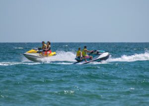 Jet skiers out on the lake