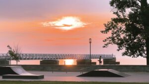 Pier on Lake Huron at sunrise