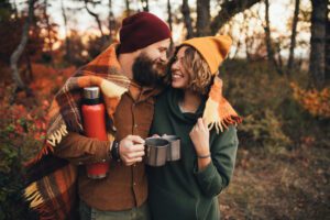 Couple outdoors in fall