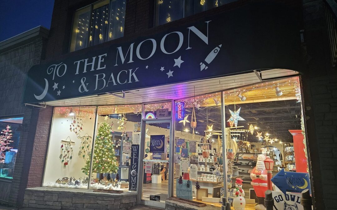 Exterior photo of the To the Moon & Back storefront