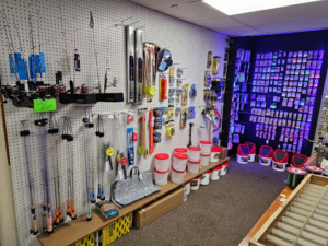 Fishing gear displayed at Wellman's