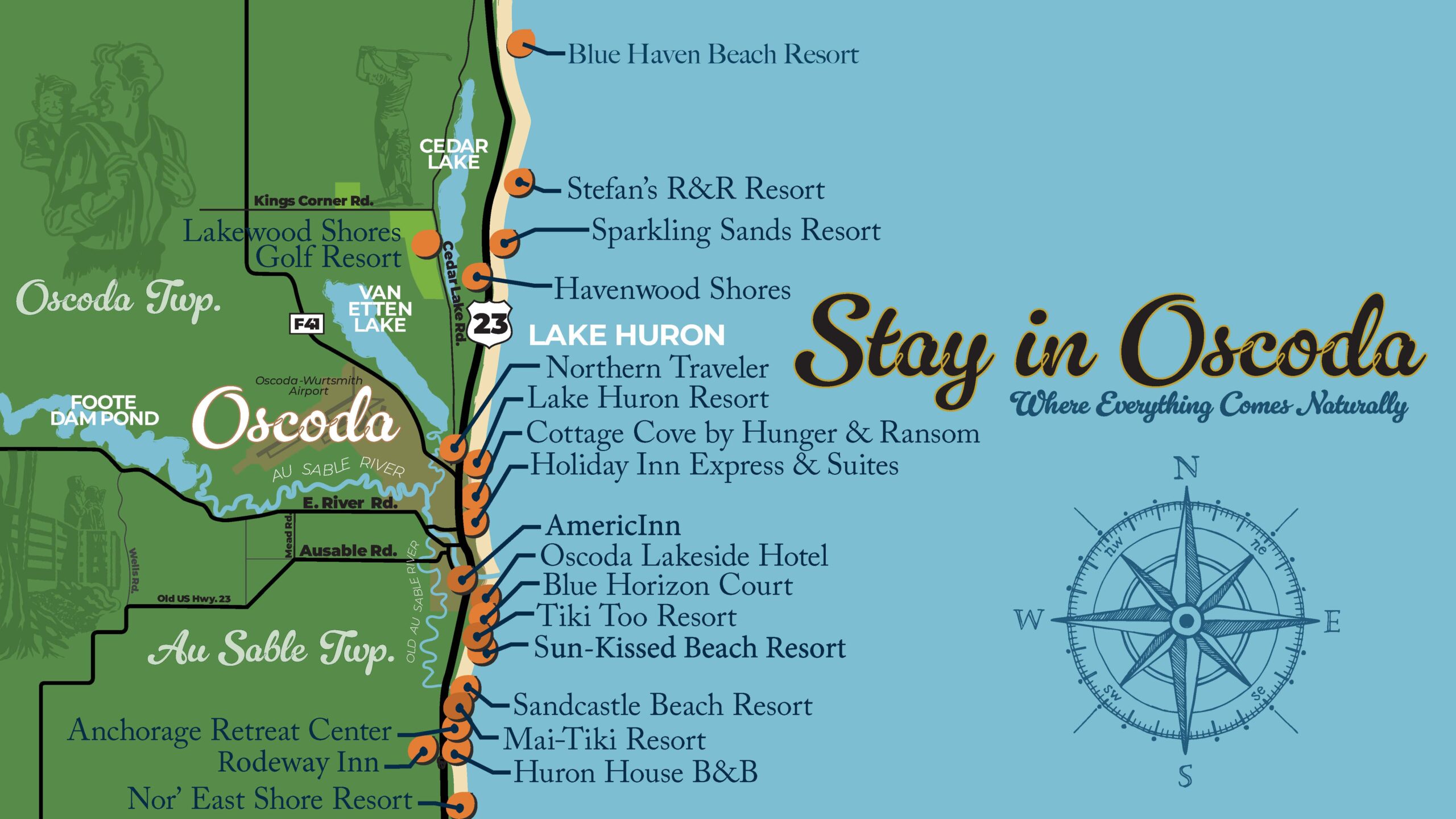Oscoda area lodging map
