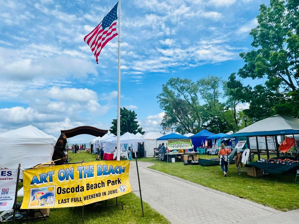 Display tents at Art on the Beach
