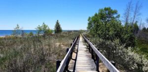 Boardwalk to Tawas Point Lighthouse