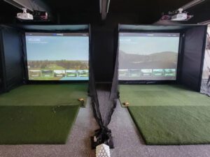 Indoor golf screens at Swingers