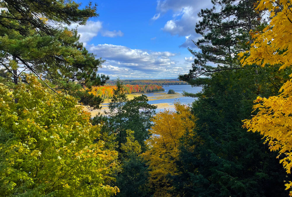 Scenic overlook of AuSable River in fall